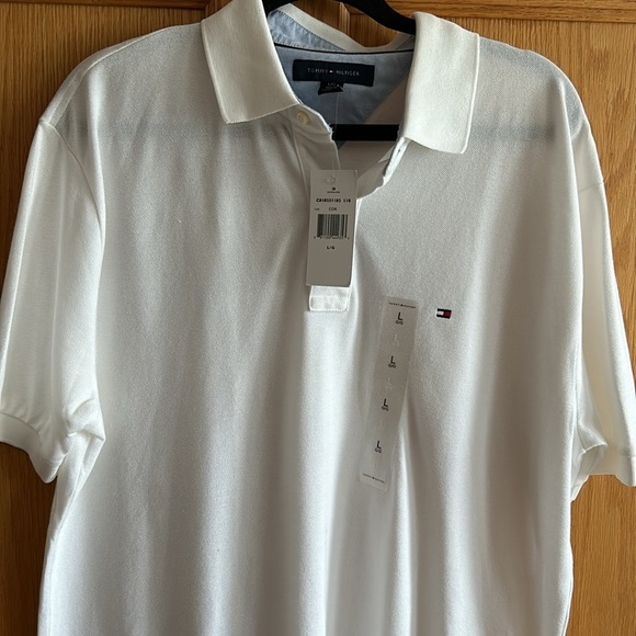 Tommy Hilfiger White Short Sleeves Button Polo shirt Men size L NEW - Picture 4 of 14
